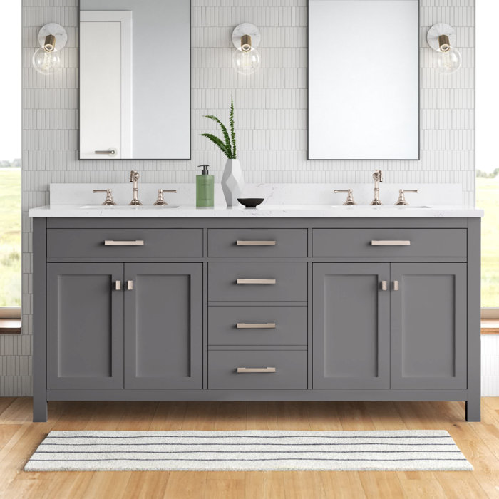 Mercury Row® Atencio 72'' Freestanding Double Bathroom Vanity with